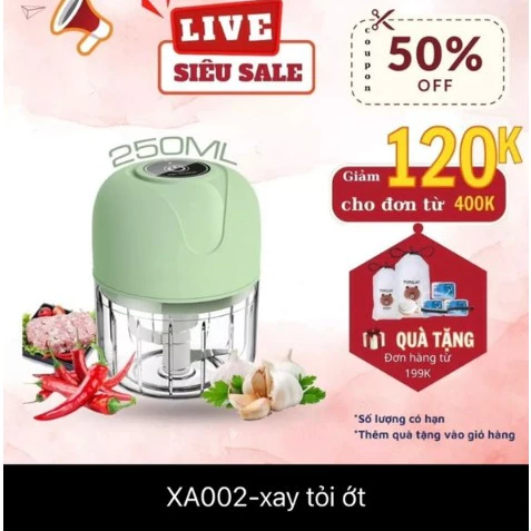 Máy Xay Mini Tỏi Ớt Cầm Tay 250ml Sử Dụng Cổng Sạc USB Xay Củ Quả Đồ Ăn Dặm Siêu Tiện Lợi(xanh)- TongkhogiadungHN06