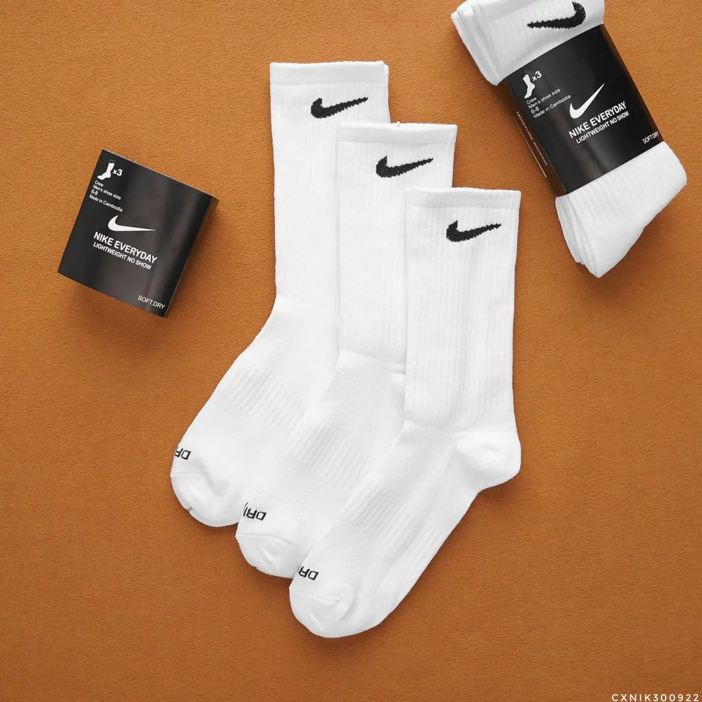 1 Đôi Vớ Dài nam nữ VIỀN BO CỔ CHÂN LOGO VÀ CHỮ NIKE 2 MẶT Êm Mềm Mịn Mát 3 Màu