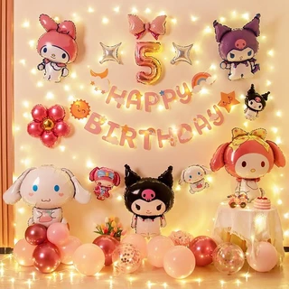 Set trang trí Sinh Nhật mẫu Hot, dây chữ Happy Birthday chủ đề KUROMI siêu dễ thương (Tặng Bơm + Băng Dính)