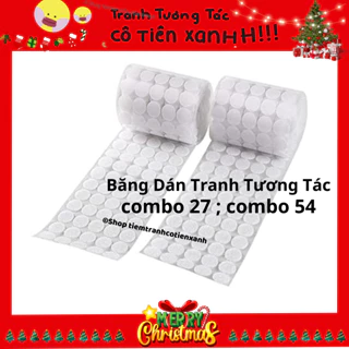 Miếng dán tranh tương tác cô tiên xanh băng dính gai velcro tròn trắng, nhám