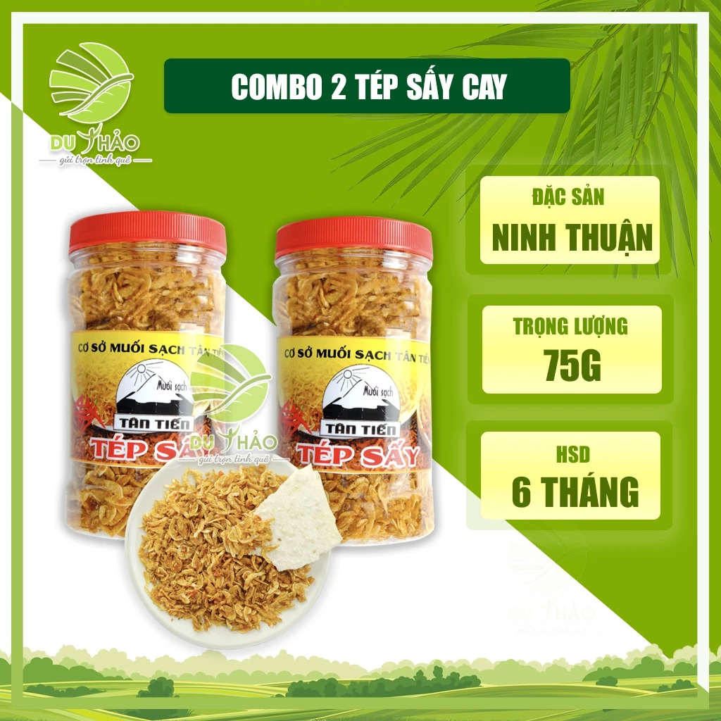 COMBO 2 Tép sấy giòn tẩm gia vị, ruốc sấy khô ăn liền hộp 75g, làm bánh tráng trộn, ăn kèm cơm