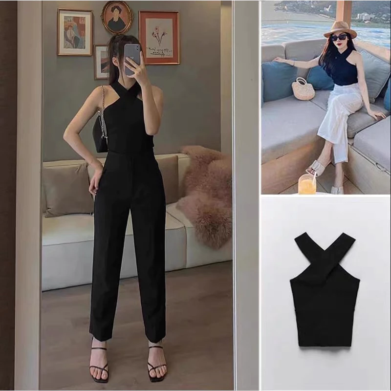 Áo kiểu thun croptop chéo chất thun gân tăm siêu gợi cảm cho nữ