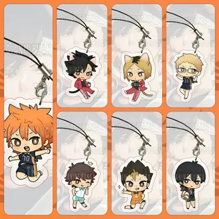 Móc dây treo điện thoại HAIKYUU! ver TẠO DÁNG in hình chibi mica trong acrylic móc khóa anime bóng chuyền