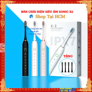 Bàn Chải Điện siêu âm Sonic X2 - Máy đánh răng máy sóng âm công nghệ Đức - Tặng kèm 4 đầu thay thế