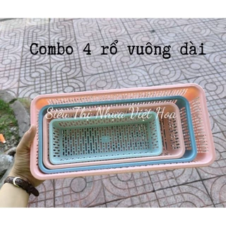 [ Combo 4 ] Rổ vuông dài Châu Hưng, Rổ đựng mini, Rổ chữ nhật