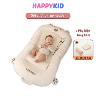 Đệm gối ngủ cho bé chống trào ngược Happykid cao cấp, thiết kế gấp gọn rộng rãi tặng kèm phụ kiện - Bảo hành 12 tháng