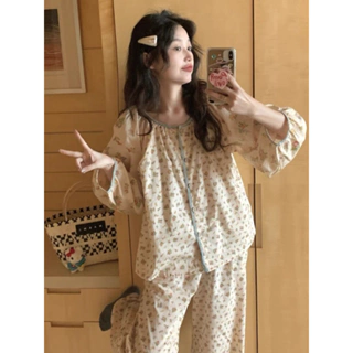 (Sẵn, Có Ảnh Thật) Bộ Ngủ / Mặc Nhà Pyjama Dài Hoa Nhí Taobao Order