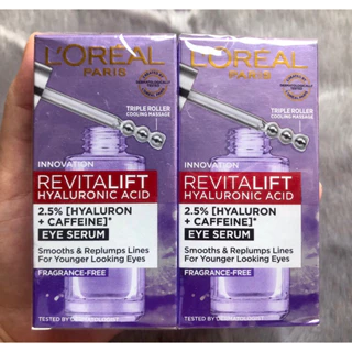 [Date xa] Serum L'oreal Giảm Bọng Mắt, Làm Đầy Rãnh Nhăn 20ml Revitalift 2.5% Hyaluronic Acid+Caffeine Eye (Loreal)