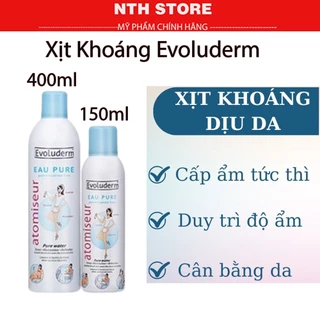 Xịt Khoáng Pháp Evoluderm 400ml - 150m Cấp Nước Làm Dịu Da,  Xịt khoáng Chính Hãng