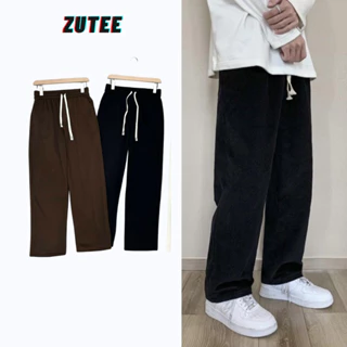 Quần nhung tăm ống rộng nam nữ ZUTEE quần thun suông unisex len tăm hàn quốc essentials ullzang