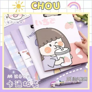 Kẹp tài liệu văn phòng phẩm CHOU trình ký a4 đôi siêu cute, bìa tài liệu file kẹp giấy a4 C156