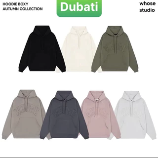 ÁO NỈ, ÁO KHOÁC HOODIE BOXY THÊU ĐẮP VẢI WHOSE CAO CẤP - DUBATI FASHION