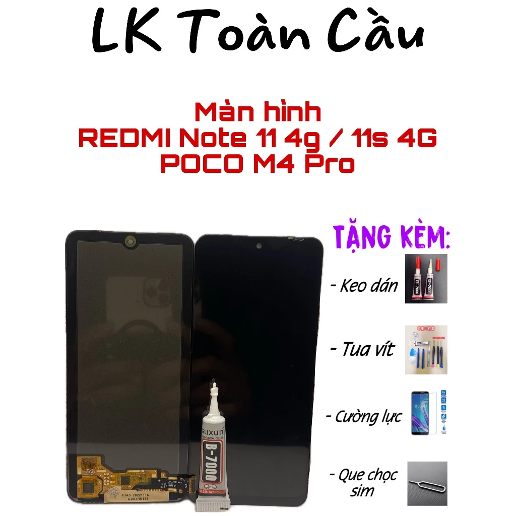 Màn hình Redmi Note 11 4G / Redmi Note 11S 4G / Poco M4 Pro / redmi note 12 Full bộ Tặng keo+tuavít