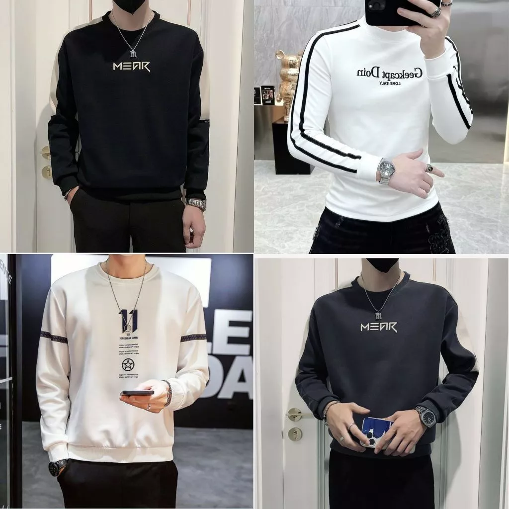 Áo thun nam dài tay Hàn Quốc, áo nỉ phông trơn cổ tròn cao cấp thời trang thu đông nhiều mã - F.S.Shop68
