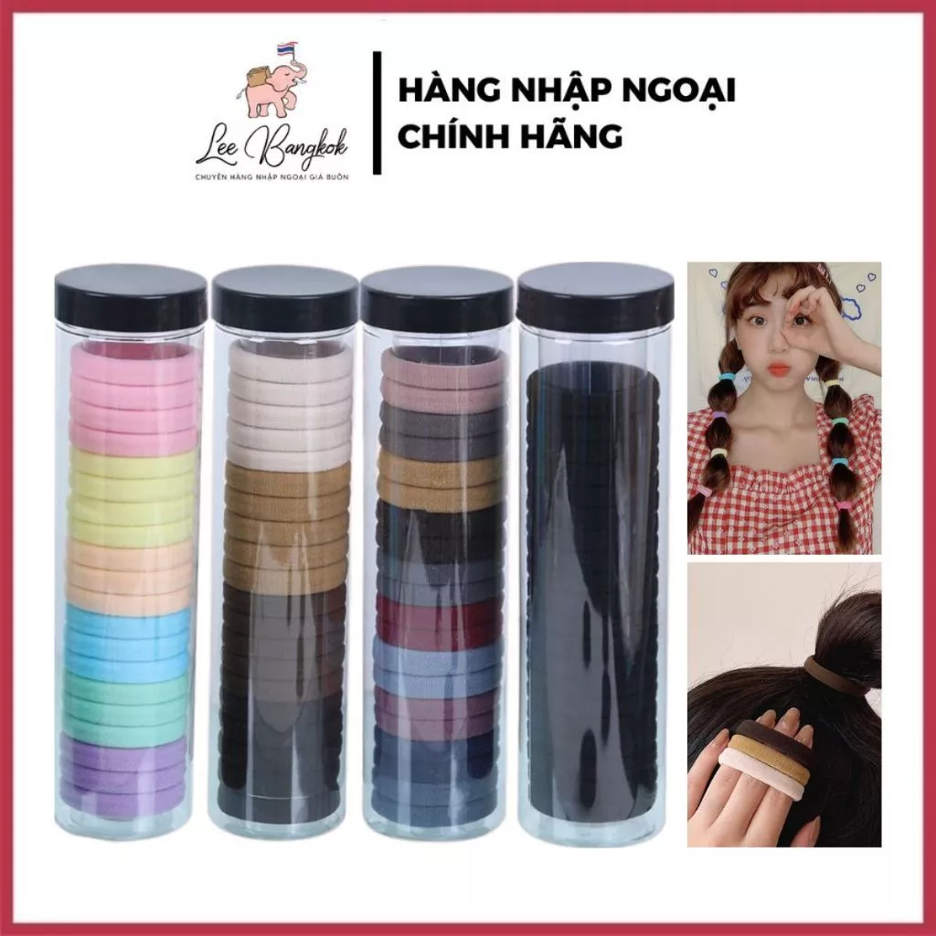 [Ống] 20 Dây Thun Cột Tóc Nhỏ Co Giãn Màu Đen, Dây Cột Tóc Phong Cách Hàn Quốc Dành Cho Nữ LEEBANGKOK