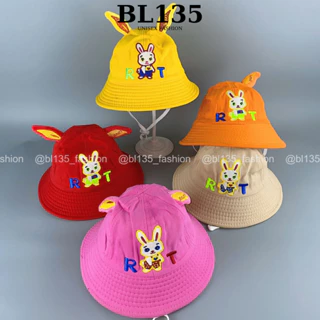 Nón bucket trẻ em Rabbit [4-8 tuổi], mũ chống nắng cho bé trai/bé gái kèm dây quay cố định thoáng mát - BL135