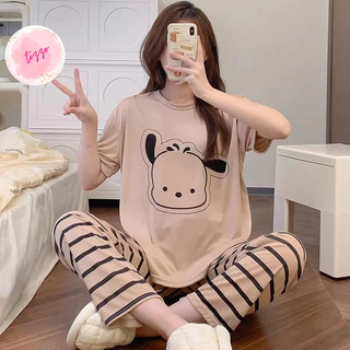 Đồ ngủ nữ bigsize đồ bộ mặc nhà pijama nữ quần dài 50-70Kg cute dễ thương mặc ở nhà mùa hè TOZZO BCD01