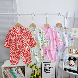 Đồ Bộ Yukata Dài Vải Thô Cotton Hàn Cho Bé Gái 8-16kg (Ảnh thật) YKT CookieBaby