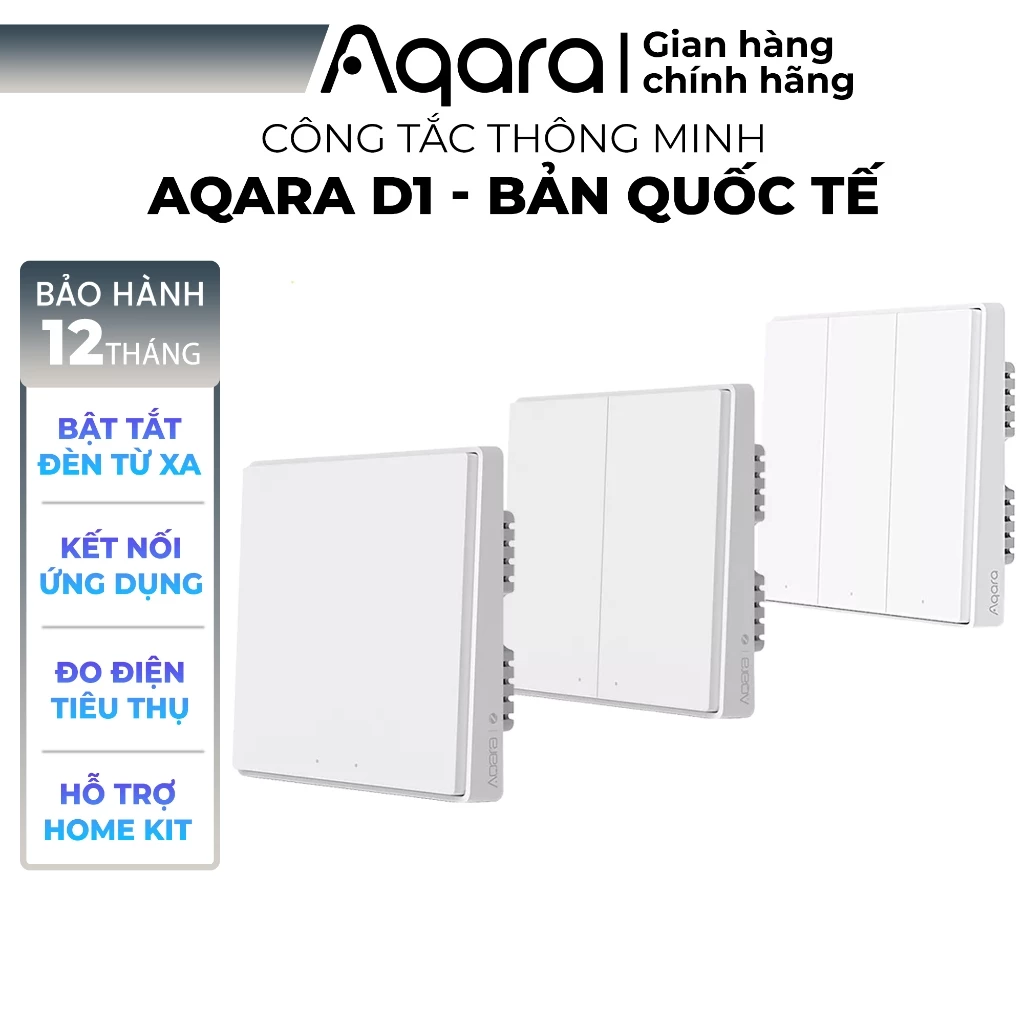 Công tắc Aqara D1 Zigbee, Chuẩn đế âm tường Vuông 86x86 - Hẹn giờ bật tắt, Tương thích HomeKit, Cần trang bị Hub