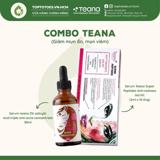 Combo Teana giảm mụn ẩn, mụn viêm (Serum Teana Anti-redness + Serum Teana SM6 2% Salicylic acid)