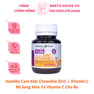 Viên Nhai Bổ Sung Kẽm + Vitamin C Healthy Care Cho Bé Từ 2 Tuổi - Hộp 60 Viên