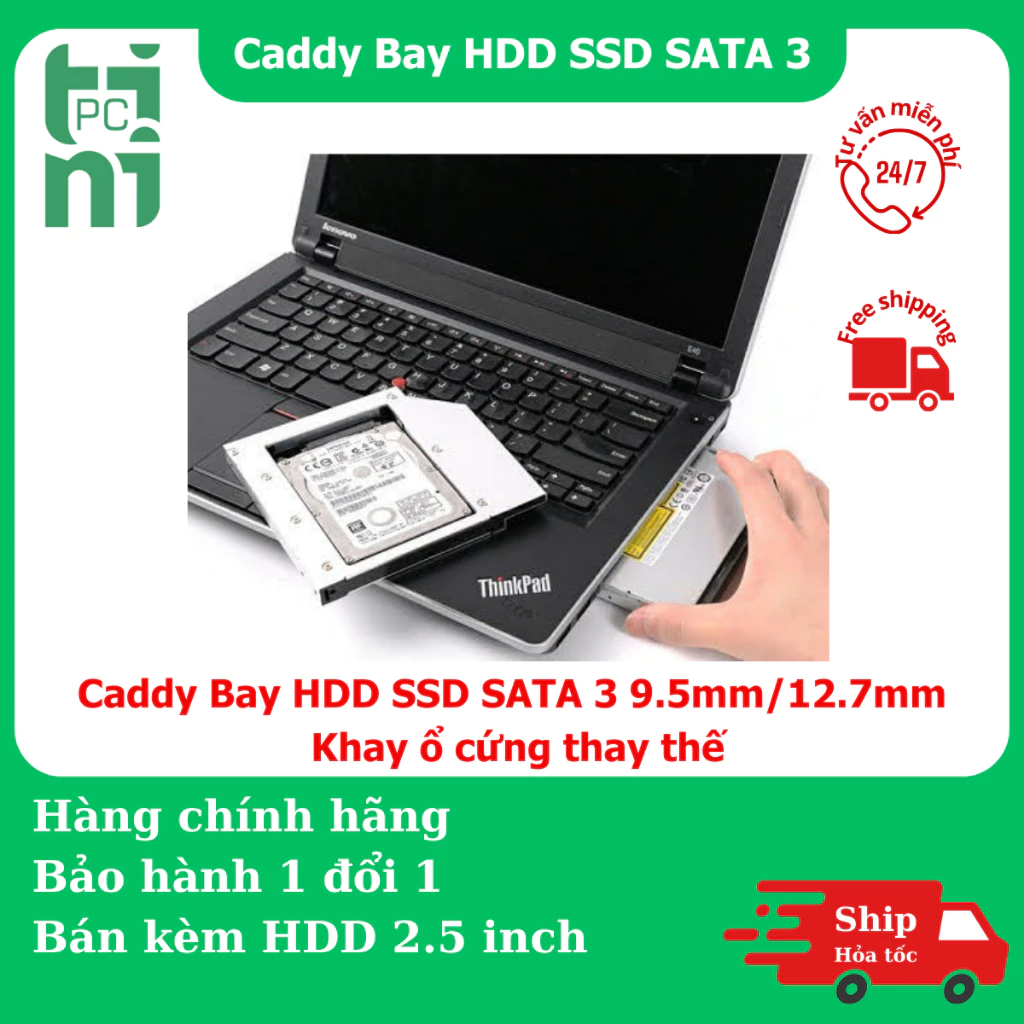 Khay Gắn Ổ Cứng Caddy Bay SATA 3 Nhôm 9.5mm / 12.7mm Lắp Thêm SSD HDD Cho Laptop