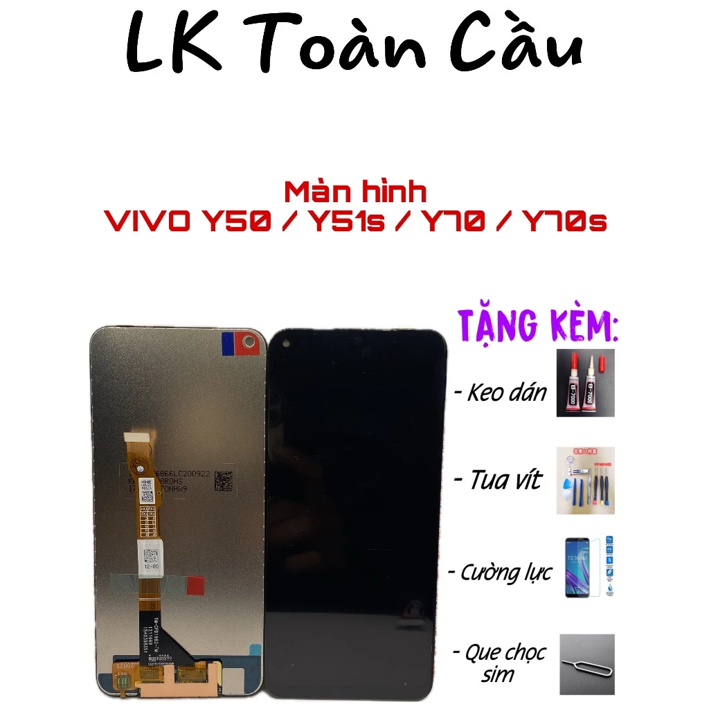 Màn Hình VIVO Y50 / Y70S / Y51S New Full bộ  Tặng  Keo+Tuavít+CườngLực+Quechọcsim