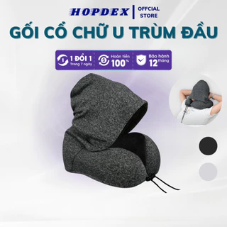 Gối Cổ U Mũ Trùm Đầu Kê Cổ Cao Su Non Công Thái Học HOPDEX Chống Đau Mõi Vai Gáy Tựa Cổ Đi Máy Bay, Ô Tô, Du Lịch