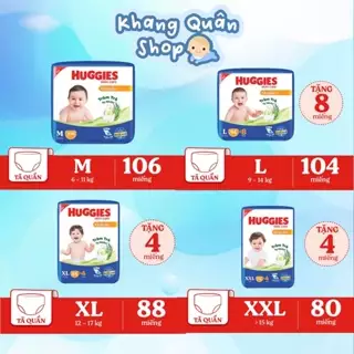 Tã Quần Huggies Skincare Mega Jumbo M106/L96+8/XL84+4/XXL76+4 Miếng