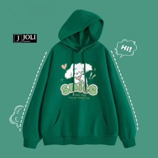 Áo Hoodie Lovely Dog Nam Nữ By JOLI Unisex Chất Nỉ Lót Bông Mũ 2 Lớp Form Rộng