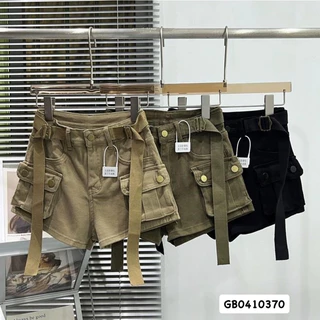 Quần short túi hộp kèm đai mẫu mới 1Y👺👺 Quần Short denim Lưng Cao Nâng Hông Có Túi Thời Trang Công Sở Cho Nữ