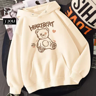 Áo Hoodie HeartBeat Nam Nữ By JOLI Unisex Chất Nỉ Lót Bông Mũ 2 Lớp Form Rộng