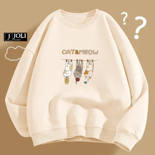 Áo Sweater Cat&Meow Nam Nữ By JOLI Unisex Chất Nỉ Lót Bông Form Rộng