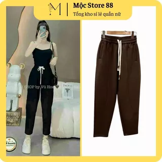 Quần baggy mì nỉ ML-01 🌸MỘC STORE🌸 Quần nữ co giãn 4 chiều, quần dáng ôm 40-70kg dễ phối đồ