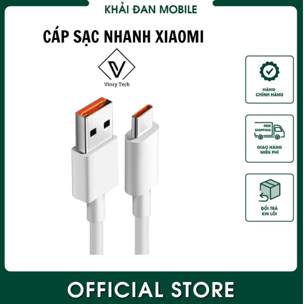 Dây sạc Xiaomi USB -Type zin Mi Charge Turbo chính hãng, BẢO HÀNH 1 NĂM