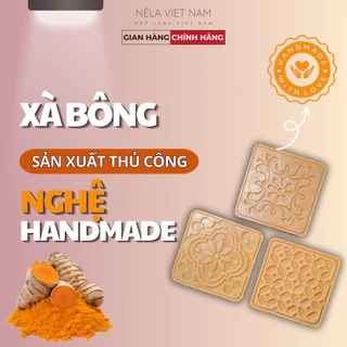 Xà Phòng Nghệ Giảm Mụn Lưng Sinh Dược Dạng Cục Tắm Trắng Da, Dưỡng Ẩm, Làm Mềm Mịn Da Handmade