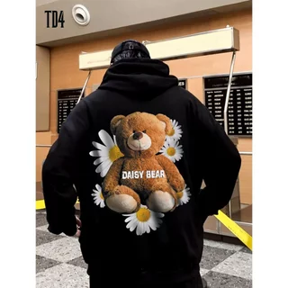 Áo Hoodie Gấu Chất Liệu Nỉ Bông Hình In Sắc Nét, Áo Hoodie Unisex Nam Nữ