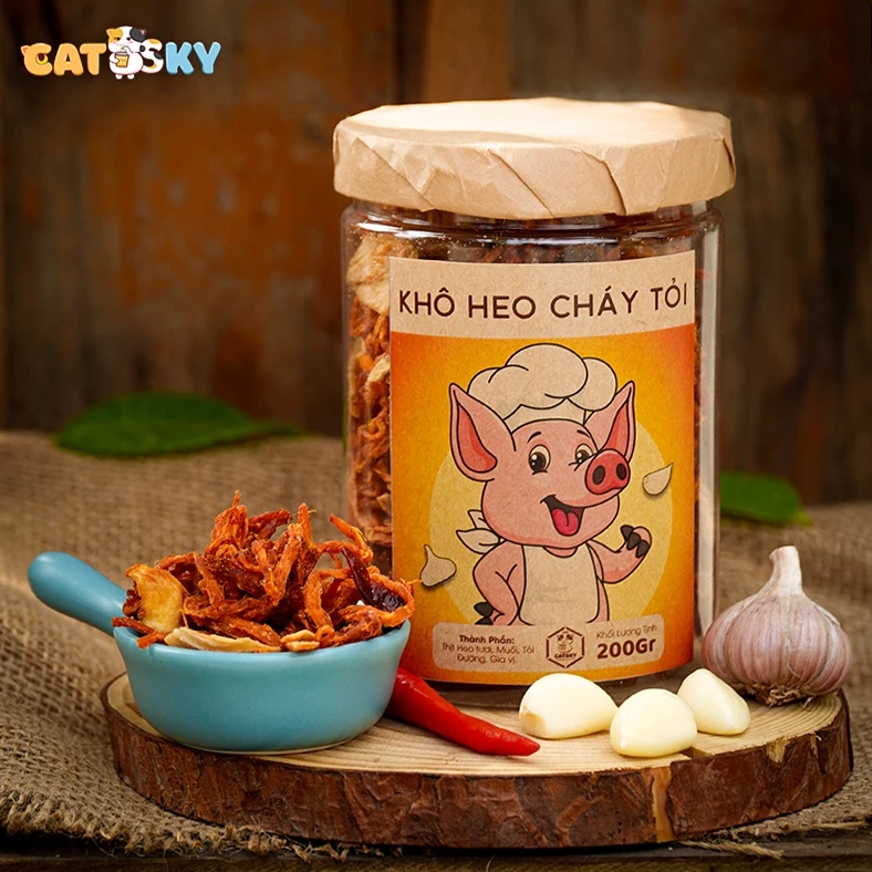 Khô Heo Cháy Tỏi CATSKY FOOD đồ ăn vặt