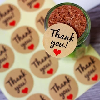 100pcs_Tem nhãn in, Thank You giấy Kraft/ giấy Trắng Sticker label_Kích thước 30mm