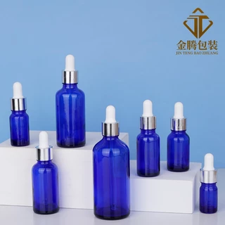 Lọ Chiết Serum 🍄 Lọ Đựng Tinh Dầu XANH DƯƠNG Nắp Bóp Nhỏ Giọt 5ML/10ML/20ML/30ML/50ML/100ML, Chiết Dung Du Lịch