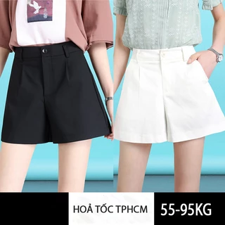 Quần short ống rộng bigsize nữ 55-95kg,quần kaki đùi sot ngắn size lớn đen-trắng kimfashion-ks02