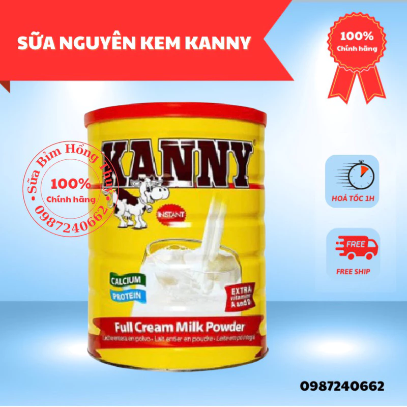 Combo 2 lon Sữa bột nguyên kem Kanny 28% chất béo loại 900g