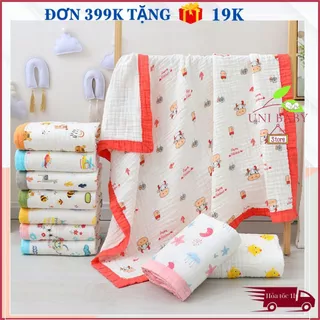 Khăn xô 6 lớp bo viền La Vita cao cấp 110x110 cm, vải dày mật độ cao làm khăn tắm cho bé sơ sinh