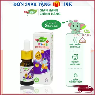 Vitamin D3K2-MK7 Fitolabs Dạng Nhỏ Giọt Dễ Dùng, Giúp Bé Tăng Chiều Cao, Xương Chắc Khỏe Lọ 10ml