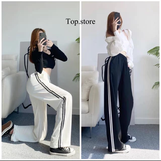 Quần ống rộng cạp cao nữ nam form rộng unisex chất cotton mềm mịn 4 màu trắng, đen, xám, xanh rêu Top Store