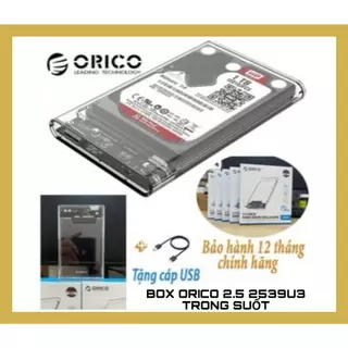 Box ổ cứng di động, Hdd Box ORICO 2.5" 2539U3, USB 3.0 (trong suốt) - Bảo hành CHÍNH HÃNG 1 NĂM