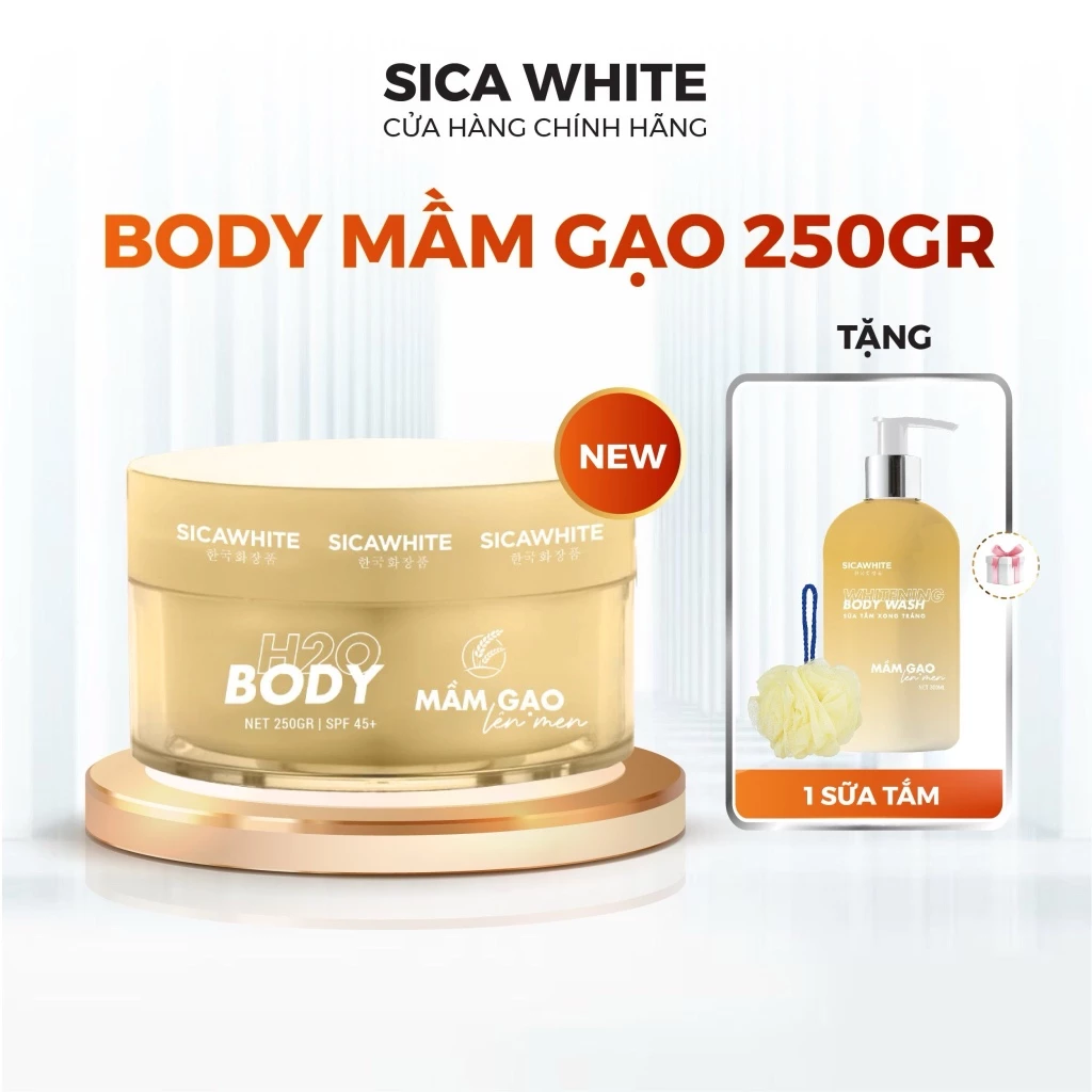 Combo Kem Sica White Body Mầm Gạo Lên Men 200G, Trắng Sáng Da, Mịn Màng Không Cần Ủ - SICA WHITE