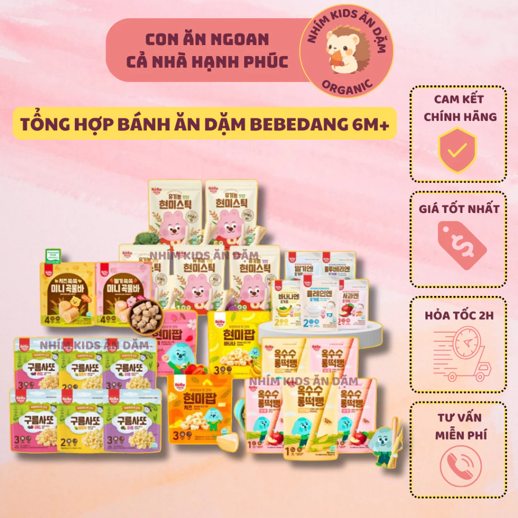 [Date T11/24-T2/25] Tổng hợp Bánh ăn dặm hữu cơ BEBEDANG Hàn Quốc cho bé từ 6 tháng