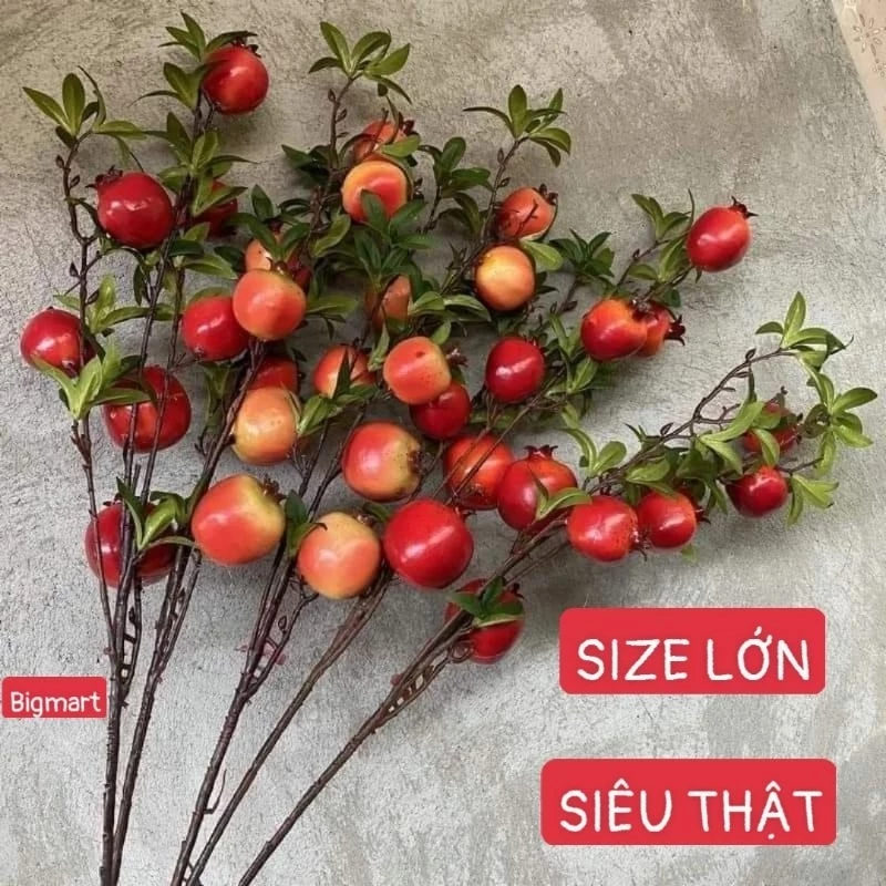 Cành Lựu Giả cao cấp -Size đại,Cành gồm 6 quả -Cây hoa giả cao cấp- Trang trí nhà cửa sang trọng, may mắn, tài lộc