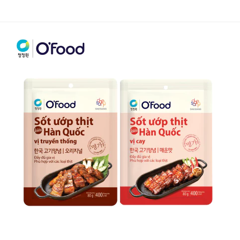 Sốt ướp thịt Hàn Quốc OFood gói 80g, giúp thị mềm, ngọt, thơm dậy vị dùng cho 400g thịt